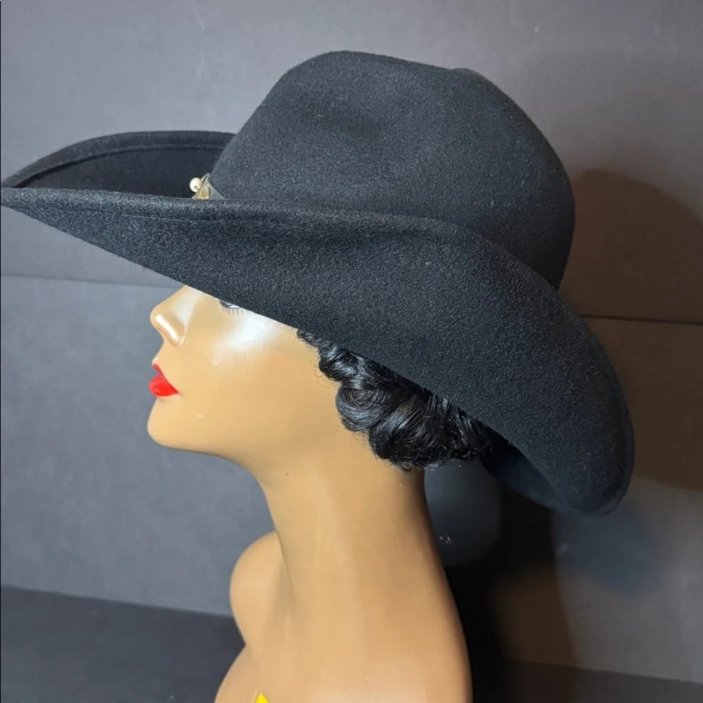 Vintage Black Wool Scala Western Hat